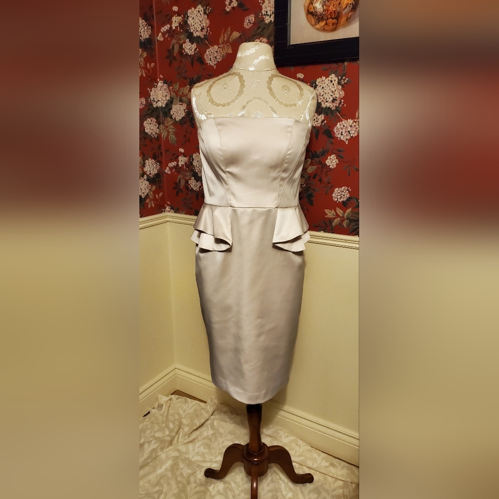 Champagne Peplum Cocktail Dress